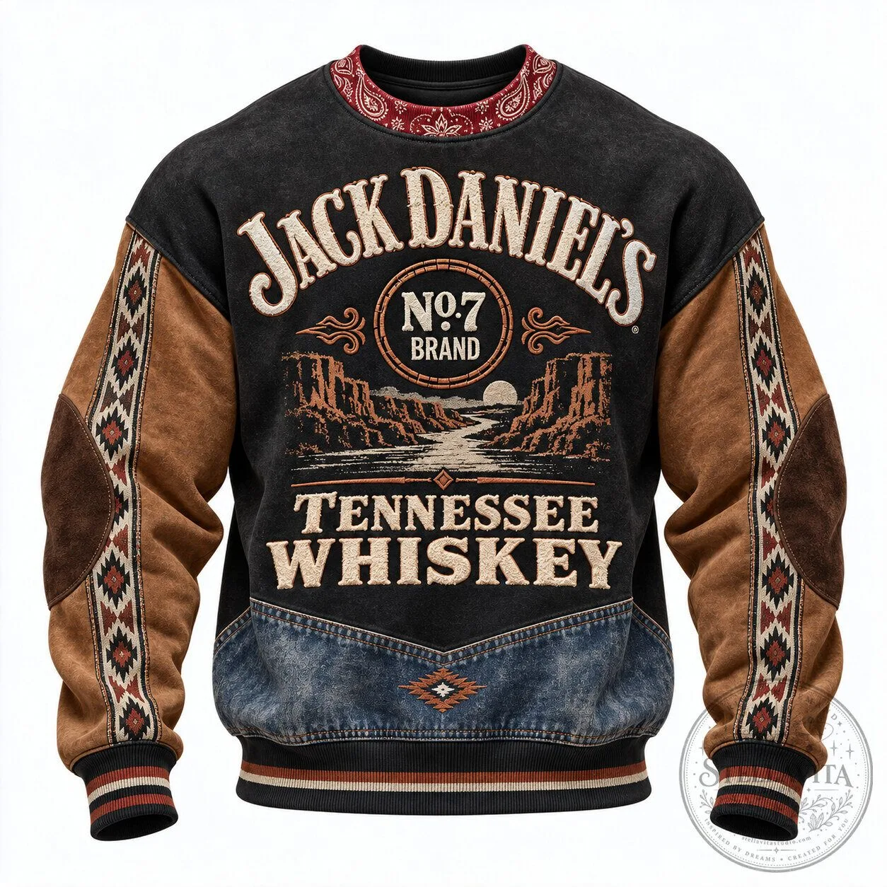 Western Sweatshirt featuring Jack Daniel's Old No. 7 Tennessee Whiskey Design